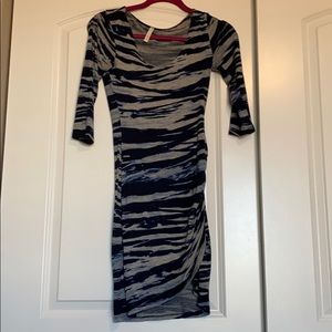 Blue tie dye zebra stripe bodycon dress